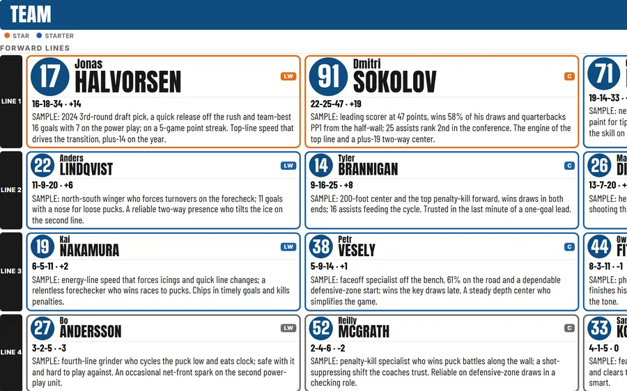 Hockey spotting board sample
